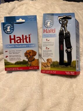 Small Black Optifit Headcollar & Training Lead Set